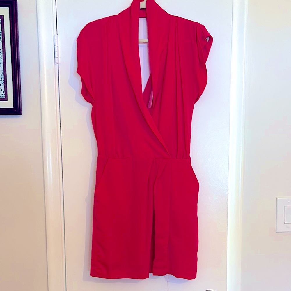 NWT Elegant Coral Faux Wrap Dress
